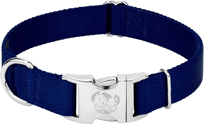 Country Brook Petz - Premium Nylon Dog Collar with Metal Buckle for Small Medium Large Breeds - 10+ Cool Colors (Extra Large, 1 Inch, Royal Blue)
