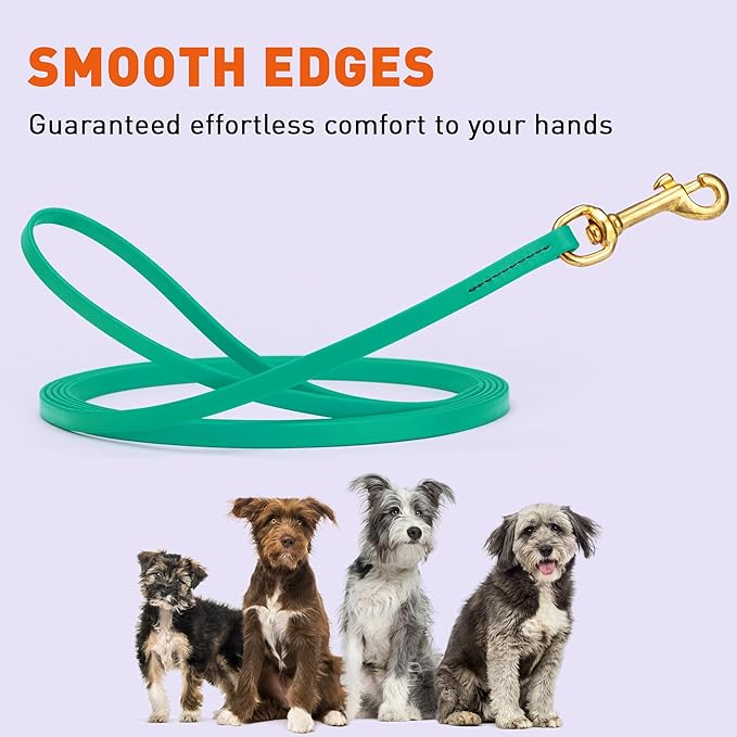 Viper Biothane K9 Working Dog Leash Waterproof Lead for Tracking Training Schutzhund Odor-Proof Long Line with Solid Brass Snap for Puppy Medium and Large Dogs, 10ft Teal