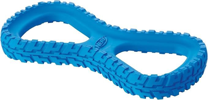 Nerf Dog Tire Infinity Tug Dog Toy, Lightweight, Durable and Water Resistant, 10 Inches, for Medium/Large Breeds, Single Unit, Blue