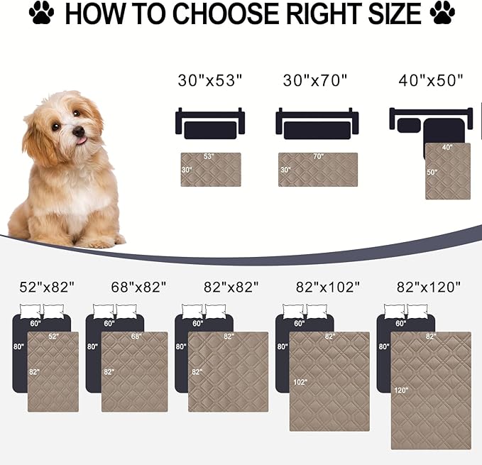 Smiry Reversible Waterproof Couch Covers for Sofa, Washable Dogs Pet Couch Covers for 3 Cushion Sofa Pet Friendly, Water Resistant Furniture Protector Slipcover, Geometric (82"x82", Taupe/Beige)