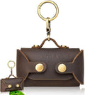 Handmade Leather Dog Poop Bag Dispenser - Stylish and Durable with Belt Attachment for Dog Walkers, Featuring a Brass Metal Clip in Coffee