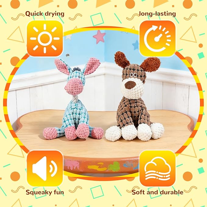 Indestructible Dog Toy, 2026 New Tough Dog Toys for Aggressive Chewers, Squeaky Chew Toys for Small Medium Large Dogs Puppy Teething Interactive Dog Toys to Keep Them Busy (2pc, Blue+Brown)