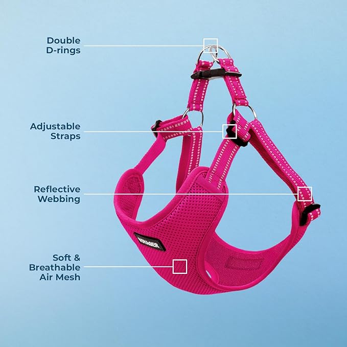 Best Pet Supplies Voyager Adjustable Step-in Flex Breathable Mesh Dog Harness for Small Medium Large Dogs (Fuchsia), S