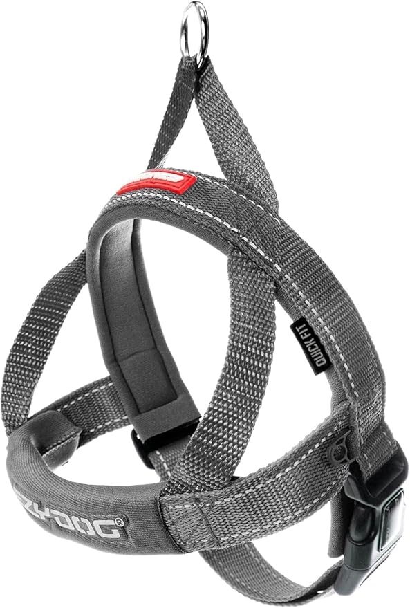 EzyDog Quick Fit Dog Harness – No Pull Harness for Training, Everyday Walking, and Easy Control - Adjustable Fit, Reflective, and Padded (Large, Gray)