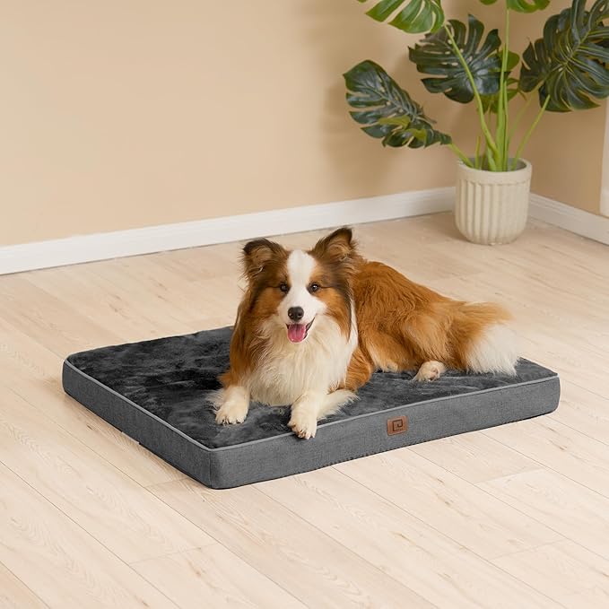 EHEYCIGA Waterproof Dog Bed Orthopedic 47"x29", Memory Foam Pet Bed for XXLarge Dog Bed, Washable Pet Mat with Removable Cover, Dark Grey