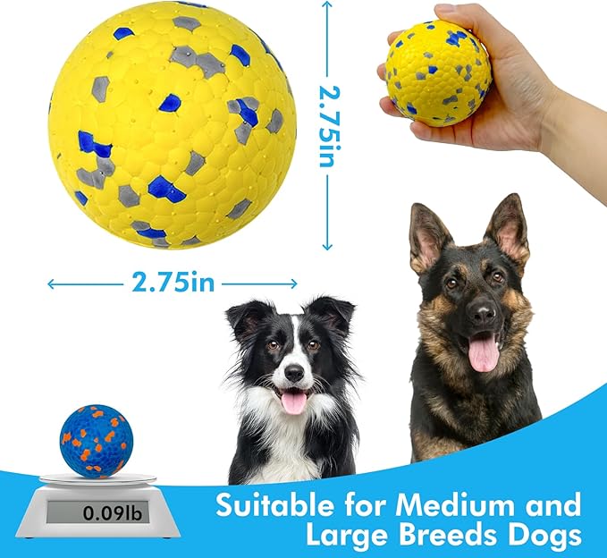 Vannon 2 Pack Dog Balls Interactive Dog Tennis Balls Indestructible Dog Teething Chew Toys for Aggressive Chewers Dog Toy Fetch Balls for Small Medium Dog E-TPU Material Lightweight Bouncy Floating