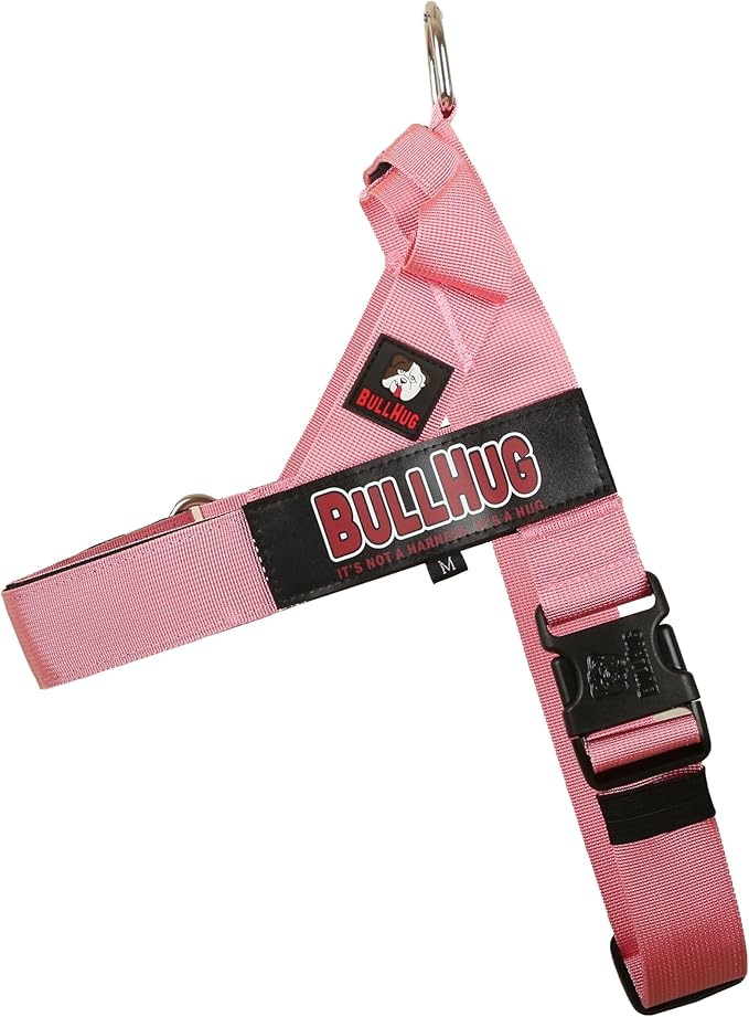 BULLHUG Adjustable Dog Harness– No Pull, No Choke – for English Bulldogs, French Bulldogs, Pugs & Broad-Chested Breeds – Easy, Safe Walks (Baby Pink, XL)