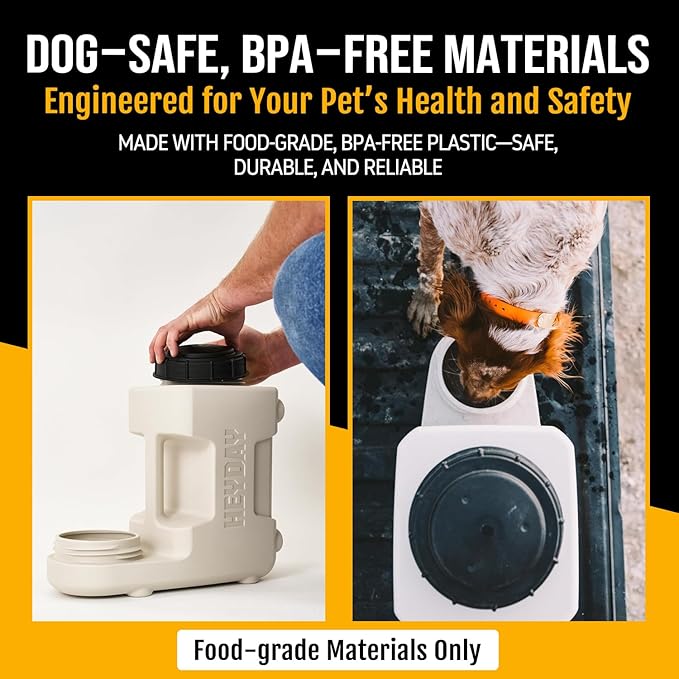Heyday 2-1 Travel Slow Water Bowl for Dogs—Storage with Spill-Proof Lid, BPA-Free Heavy-Duty Roto-Molded Plastic, Keeps Contents Fresh, Made in USA, Holds Up to 3 Gallons.