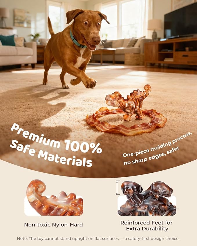 5 Pack Dog Toys for Aggressive Chewers, Indestructible Dog Chew Toys Bundle for Large & Medium Dogs, Durable Nylon Dog Toys with Bacon Flavor for Heavy Chewers, Reduce Boredom & Support Denta
