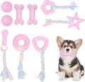 Puppy Toys, Puppy Teething Toys, 9 Pack Soft Durable Rubber Interactive Pink Puppy Chew Toys for Teething to Soothe Gums and Keep Busy, Cute Puppy Essentials (Pink)