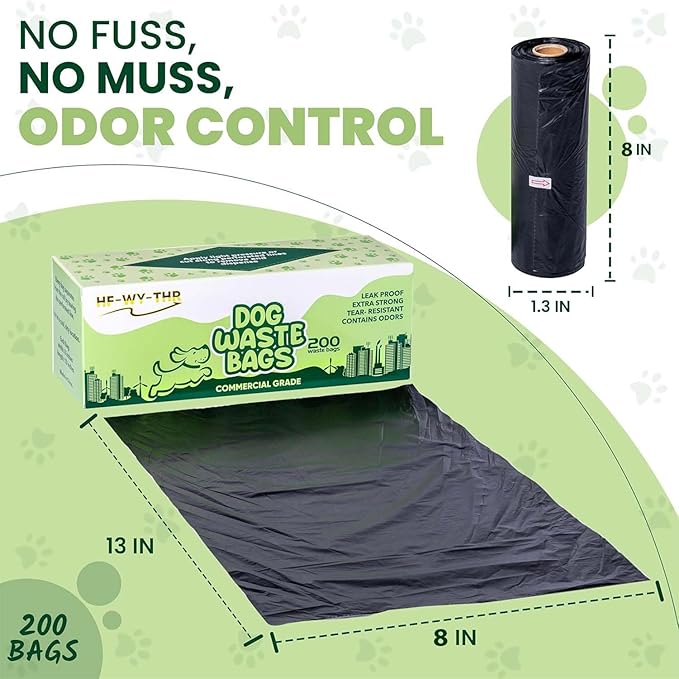 Dog Waste Bags 6000 Count - Thick Plastic Dog Poop Bags Rolls Replacements for Outdoor Disepensers - Leak Proof and Tear Resistant