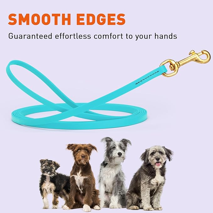 Viper K9 Biothane Working Dog Leash Waterproof Lead for Tracking Training Schutzhund Dog Sport & Search - Odor-Proof Long Line with Solid Brass Snap for Puppy Medium and Large 3/8" x 15ft Sky Blue