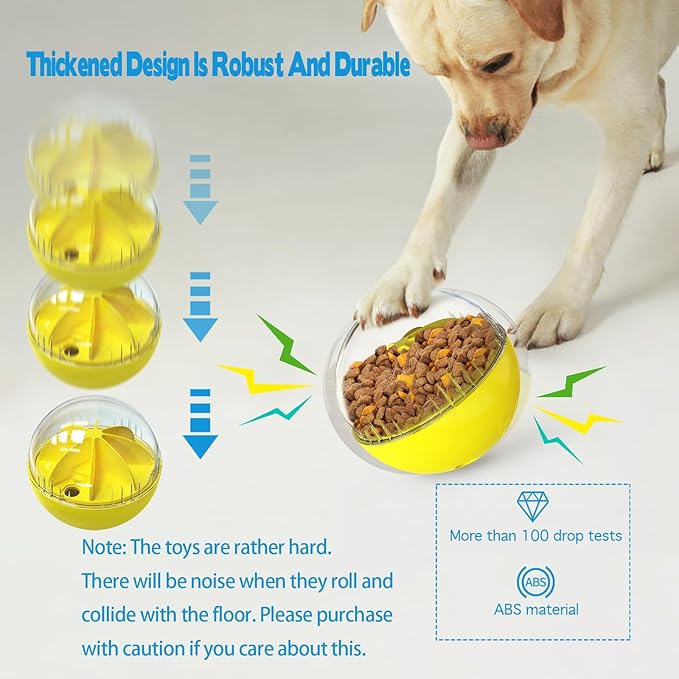 Dog Treat Ball, Dog Food Puzzle Slow Feeder Interactive Squeaky Mental Stimulation Toys, Cat Treat Dispenser Puzzle Toys Active Rolling Balls for Medium/Large Dog Breeds
