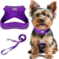 Dog Harness and Leash Set,Step in Small Sized Dog Harness,Soft Mesh,No-Chock,Reflective Adjustable,Secure with Hook & Loop Fastener,Puppy Vest for Small,Medium Dogs(Purple,S)