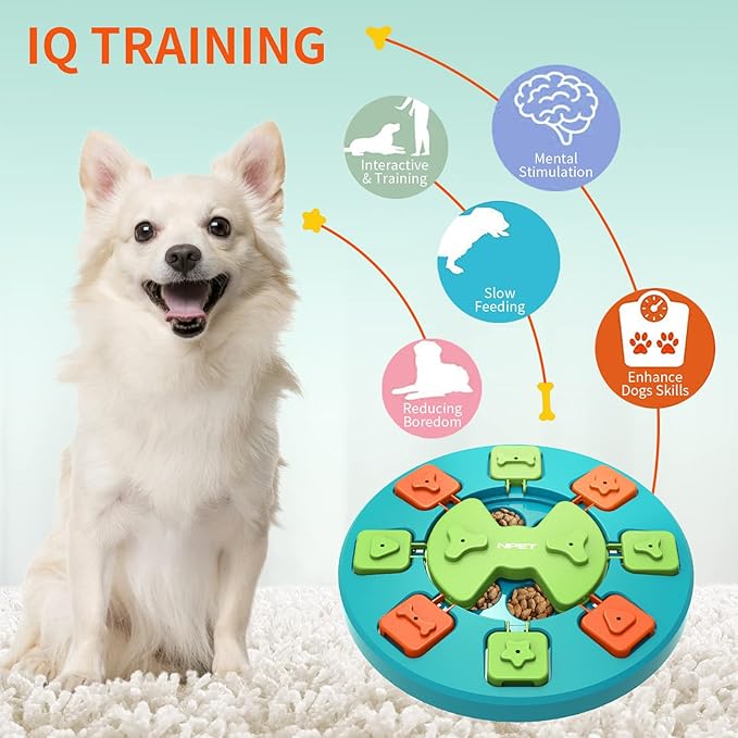 NPET Dog Puzzle Toy, Interactive Dog Enrichment Toys, IQ Training & Mental Enrichment Pet Toys for Small & Medium Dogs (Green, Level 2)