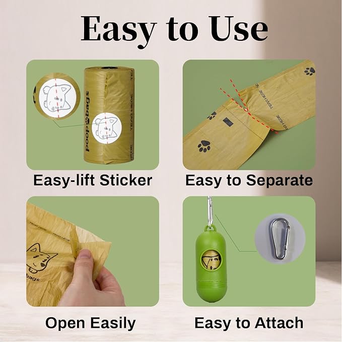 420 Counts Dog Poop Bags Rolls with Dispenser & Leash Clip, Scented Poop Bags for Dogs Waste, Extra Thick & Leak Proof for Poop Doggie Puppy Pet Waste, 9" x 13", Dark Khaki