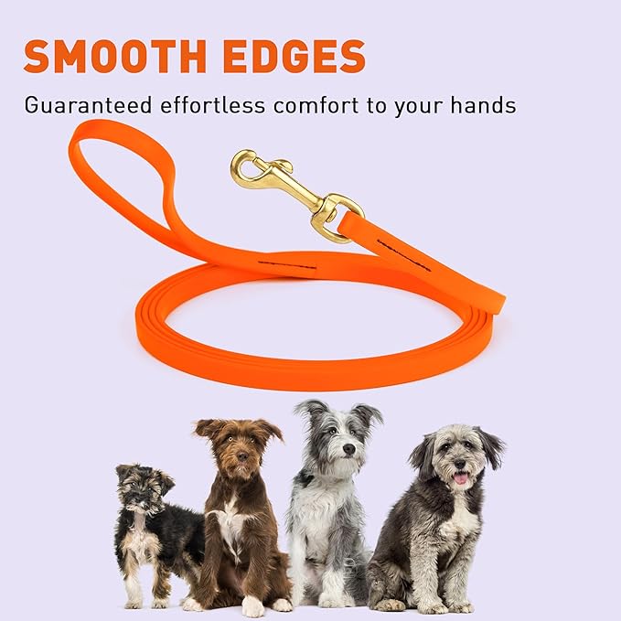 Viper Biothane Working Tracking Lead Leash Long Line for Dogs 2 Colors and 6 Sizes, Hunter Orange