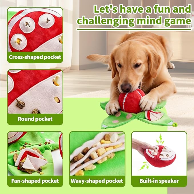 Orange Hide and Seek Plush Dog Toy, Squeakers and Crinkle Paper, Watermelon Puzzle Feeder for Small Medium Dogs, Boredom Relief & Training Aid (Orange)