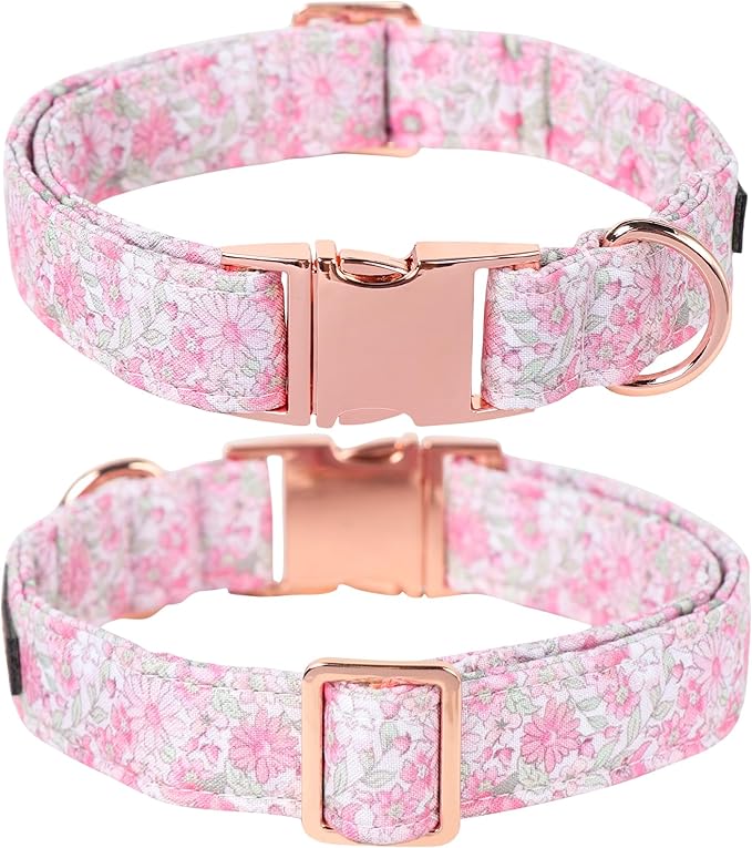 Lionet Paws Design Dogs Collar Cute Flower Sailor Bow Dog Collars for Girl Female Small Medium Dogs with Spring Floral S