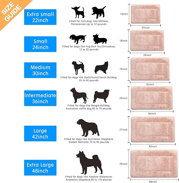 Dog Beds Crate Pad for Extra Large Dogs Ultra Soft Dog Crate Bed Washable & Anti-Slip Kennel Pad for Dogs Cozy Sleeping Mat,Pink 48inch