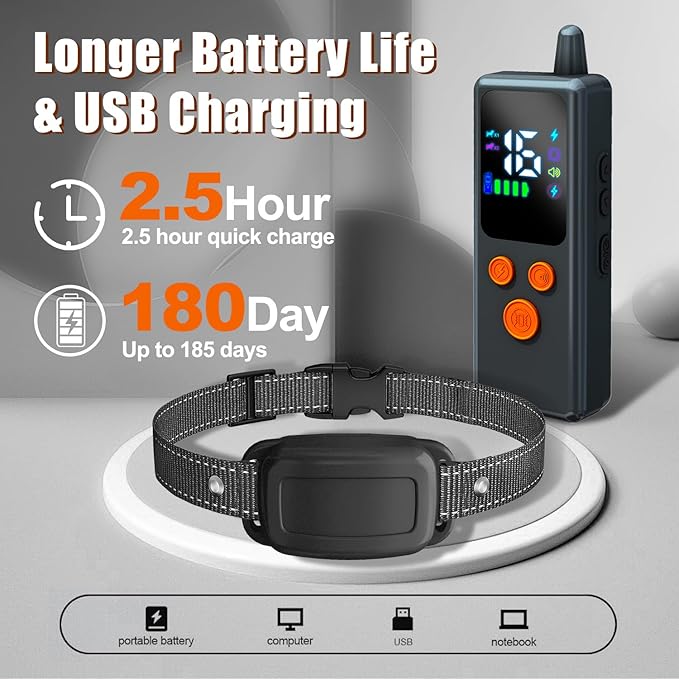 Shock Collars, 5000FT Dog Training Collar with Remote, IPX7 Waterproof E-Collar Featuring Beep, Vibration, Shock, No-Shock Mode, fit for Small Medium Large Dogs Black