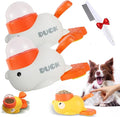 Dog Feeder Puzzle Toy Duck, Dog Treat Dispenser Toy, 2-in-1 Interactive Slow Feeder & Puzzle Treat Dispensing Dogs Toys, Rubber Food Dispenser for Medium and Large Dogs (White*2)