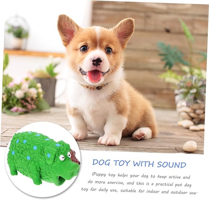 POPETPOP Squeaky Pig Dog Chew Toy Sturdy Latex Teething Toy for Puppies and Small Dogs for Interactive Play and Molar Health