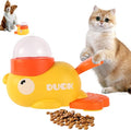 Duck Cat Treat Dispenser - Cat Treat Dispenser Toy Interactive with Button & Clear Treat Window, Food Puzzle Slow Feeder Toys Forcats and Small Medium Dogs, IQ Training and Boredom Relief (1Set)