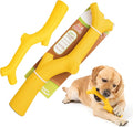 Durable Dog Toy for Power Chewers - 100% Natural Rubber Squeaky Toy for Large & Medium Breeds - Yellow Chicken Flavored Dental Chew for Fetch & Tug of War - Non-Toxic & Safety Tested