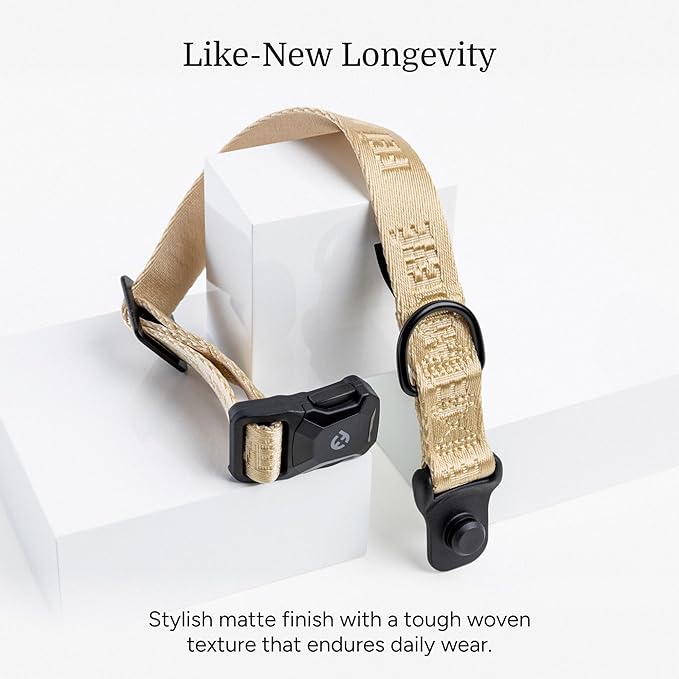 2026 New Edition, Fei & Eve MagEase Dog Collar - Patented Magnetic Buckles | Fur-Safe | Premium 210D Nylon | 450LB Escape-Proof | Adjustable Fit | Medium (Champagne)