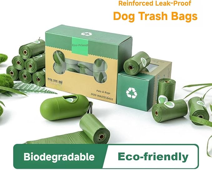 Dog Waste Bag Leak Proof Extra Thick Refill Rolls Lavender Scented 240 Bags 16 Rolls w/Dispenser 13 x 9 Inch Green