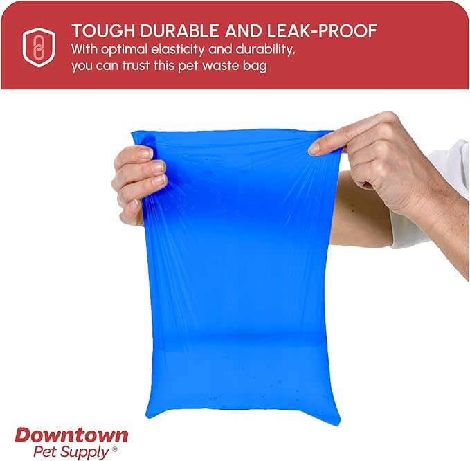 Downtown Pet Supply Poop Bags for Dogs with Dispenser, 500 Count - Leak-Proof Dog Waste Bags and Bone-Shaped Dog Poop Bags Holder for Leash - Rainbow of Colors, 12.5" x 8.5"