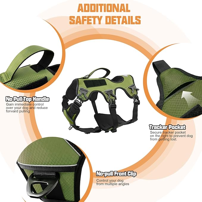 AUROTH Escape Proof Dog Harness - No Pull with Lift Handle, Soft Padded Reflective Adjustable Vest, Large for Walking, Hiking, Training