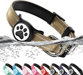 Airtag Dog Collar, Reflective Ultra-Durable Nylon Padded with QR Code Buckle & IP68 Waterproof Air Tag Holder Compatible for Apple AirTag, Comfortable for Small Medium Large Dogs(Brown,L)