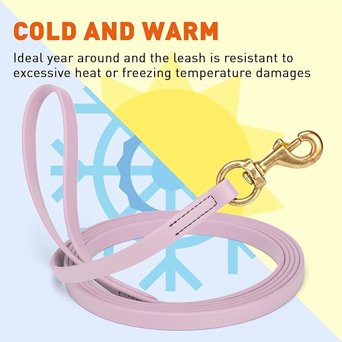 Viper Biothane K9 Working Dog Leash Waterproof Lead for Tracking Training Schutzhund Odor-Proof Long Line with Solid Brass Snap for Puppy Medium and Large Dogs, 10ft Pastel Purple