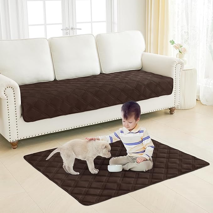 Smiry Waterproof Dog Bed Cover Blanket 68x82, Soft Reversible Pet Blanket, Washable Leakproof Cats Dogs Couch Cover for Sofa, Couch, Furniture, Chocolate/Chocolate