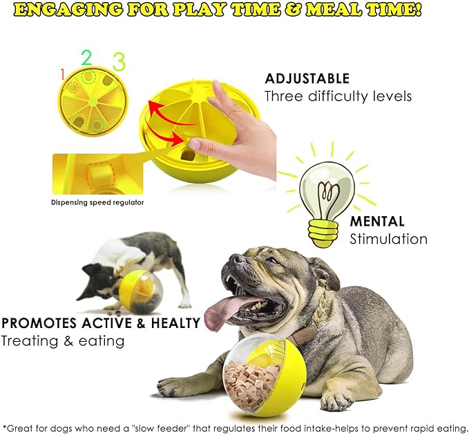 5.6 inch Dog Treat Ball, Puzzles, Herding Ball for All Dog Breeds, Interactive Dogs Toy & Treat Dispenser, Keep Them Busy, Enrichment, Reduces Boredom, Stress & Hyperactivity