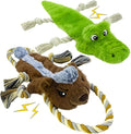 Interactive Dog Toys,No Stuffing Squeak Dog Toy for Large Dogs.Plush Dog Toy for Puppy, Small, Medium, Large Dog,Not for Aggressive Chewers(Rope Crocodile&Honey Badger)