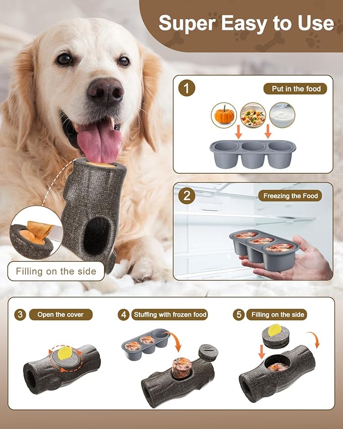 NEMOVA Interactive Dog Chew Toy with Branch Shape, Frozen Treat Dog Toys to Keep Them Busy, Reusable, Safe Puzzle Toy for Puppy, Small, Large Dogs