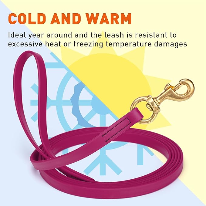 Viper Biothane K9 Working Dog Leash Waterproof Lead for Tracking Training Schutzhund Odor-Proof Long Line with Solid Brass Snap for Puppy Medium and Large Dogs, 33ft Magenta Pink