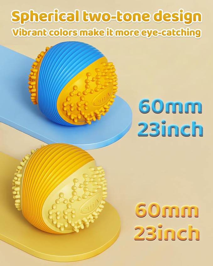 Dog Squeaky Chew Ball for Aggressive Chewers Food Grade TPR, Indestructible Design Dental Cleaning Toy, Anti Choking Fetch Ball for Small Medium Large Dog, Long Lasting Interactive Play Yellow