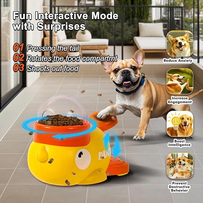 Little Yellow Duck Foot - Operated Feeder, Puppy Training Toy, Energy - Consuming Freeze - Dried Treat Launcher, Dog Puzzle Feeder