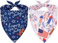 ADOGGYGO American Flag Dog Bandana, White Blue 4th of July Flag Pet Scarf, Premium Durable Fabric, Adjustable Fit 4th of July Bandanas for Extra Large Dogs Pets (X-Large)