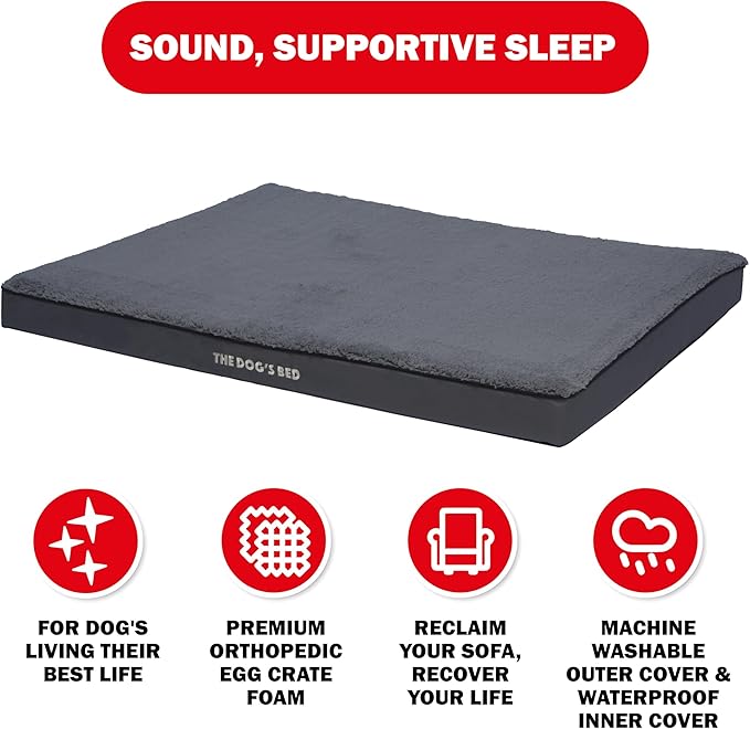 The Dog’s Bed Orthopedic Standard Foam Dog Bed Mattress, Plush Fabric, Grey, XXL
