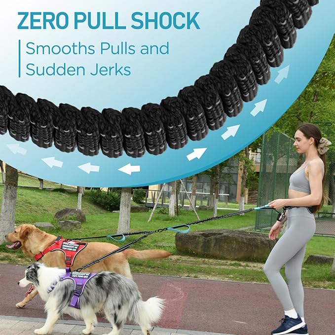 Hands Free Dog Leash, Waist Bungee Leash for Large Dogs, 6-8ft Adjustable Heavy Duty Leashs(50-120 lbs)