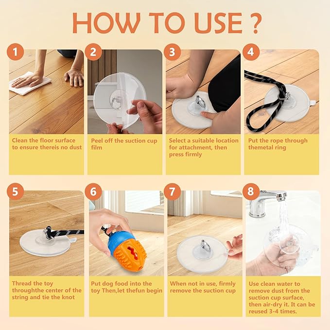 Indestructible Dog Toys-Interactive Suction Cup Tug of War Toy for Aggressive Chewers,Dog Puzzle & Enrichment Toys to Keep Dogs Busy,Blue Orange