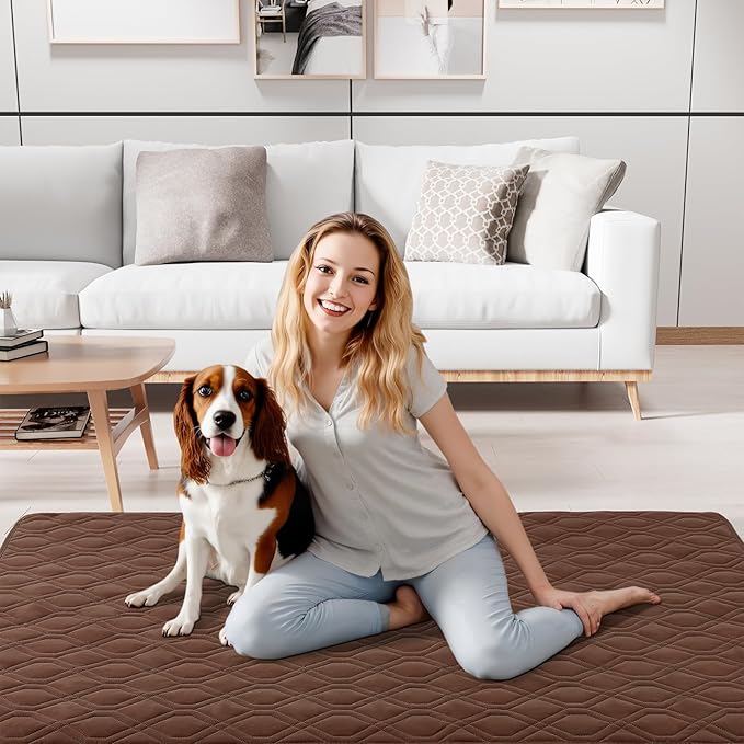 Smiry Reversible Waterproof Couch Covers for Sofa, Washable Dogs Pet Couch Covers for 3 Cushion Sofa Pet Friendly, Water Resistant Furniture Protector Slipcover, Geometric (82"x120", Brown/Chocolate)