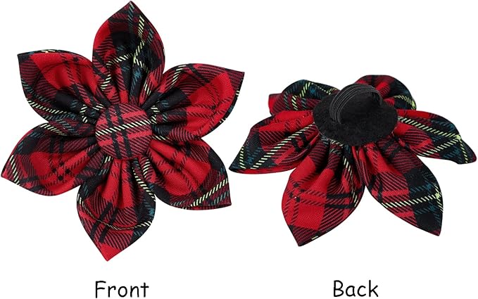 Lionet Paws Christmas Dog Collar with Flower, Dog Flower Collar with Metal Buckle for Dogs, Adjustable Comfortable Dog Collar Girl Gift, M, Neck 13.5-22 in