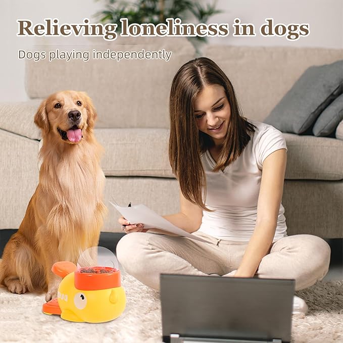 Duck Cat Treat Dispenser, 2-in-1 Interactive Toy & Slow Feeder, Adjustable Food Openings with Non-Slip Suction Base, Feeder Puzzle Toy for Dogs & Cats