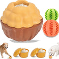 Dog Treat Dispensing Enrichment Toys for Aggressive Chewers to Keep Them Busy，Interactive Indestructible Frozen Treat Molds Toy for Small Large Pet Dogs (Treat Toy and Teeth Cleaning Ball)